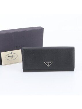 Prada Saffiano Leather Triangle Logo Long Wallet